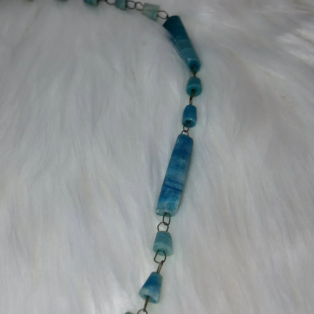 Carved AZTEC SunTurquoise Agate Stone Branded Pendant Necklace 15"L - Picture 6 of 11